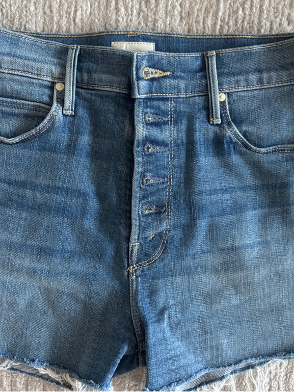 MOTHER Blue Denim Button-Fly Women’s Jeans Shorts